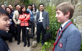 Parents from China, looking for a private education for their children in the UK, look around Kingswood school in Bath and meet the head boy of the prep school. Photo: China Foto Press