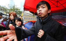 Baptist University's year one student Isabella Lo, form six student Prince Wong and leader of Scholarism Joshua Wong have pledged to continue their hunger strike. Photo: Felix Wong 