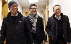 (From left) Reverend Chu Yiu-Ming, Dr Chan Kin-man and Benny Tai Yiu-ting at Commercial Radio yesterday. Photo: May Tse