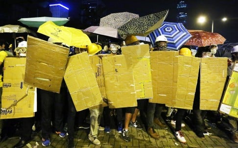 Tense stand-offs, arrests and clashes between police and protesters marked yesterday's fresh eruption of violence in and around Admiralty. Photo: Sam Tsang 