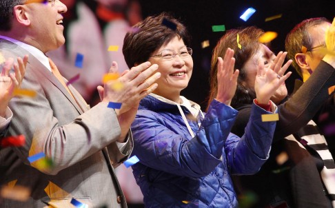 Carrie Lam at a concert at the Hong Kong Coliseum yesterday. Photo: SCMP