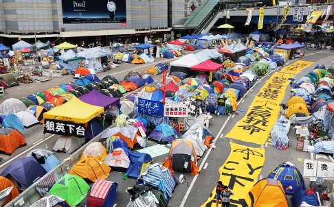 Tents are set up by pro-democracy protesters at protest site in Admiralty during the Occupy Central movement. Photo: Sam Tsang