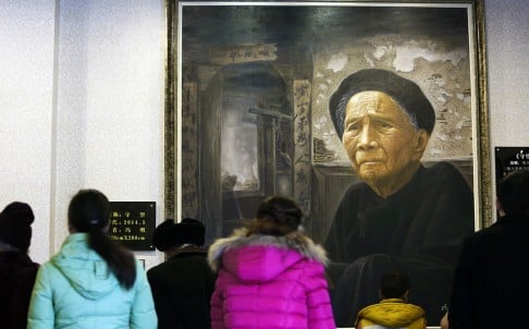 Visitors file past exhibits at the Modern Filial Piety Culture Museum in Guyi, Sichuan province. Photo: AFP