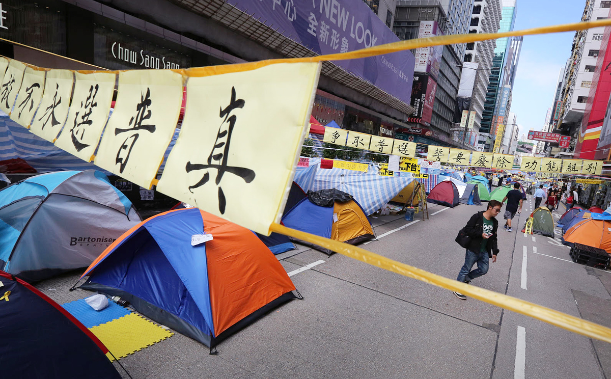 Tents set up by pro-democracy protesters in Mong Kok. Photo: Felix Wong