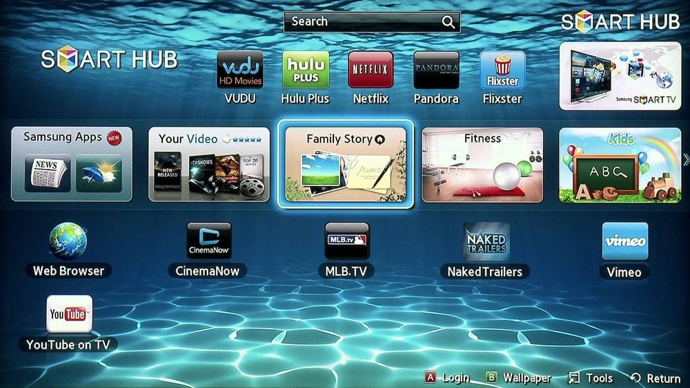 Samsung’s Smart Hub provides tailored content and recommendations.