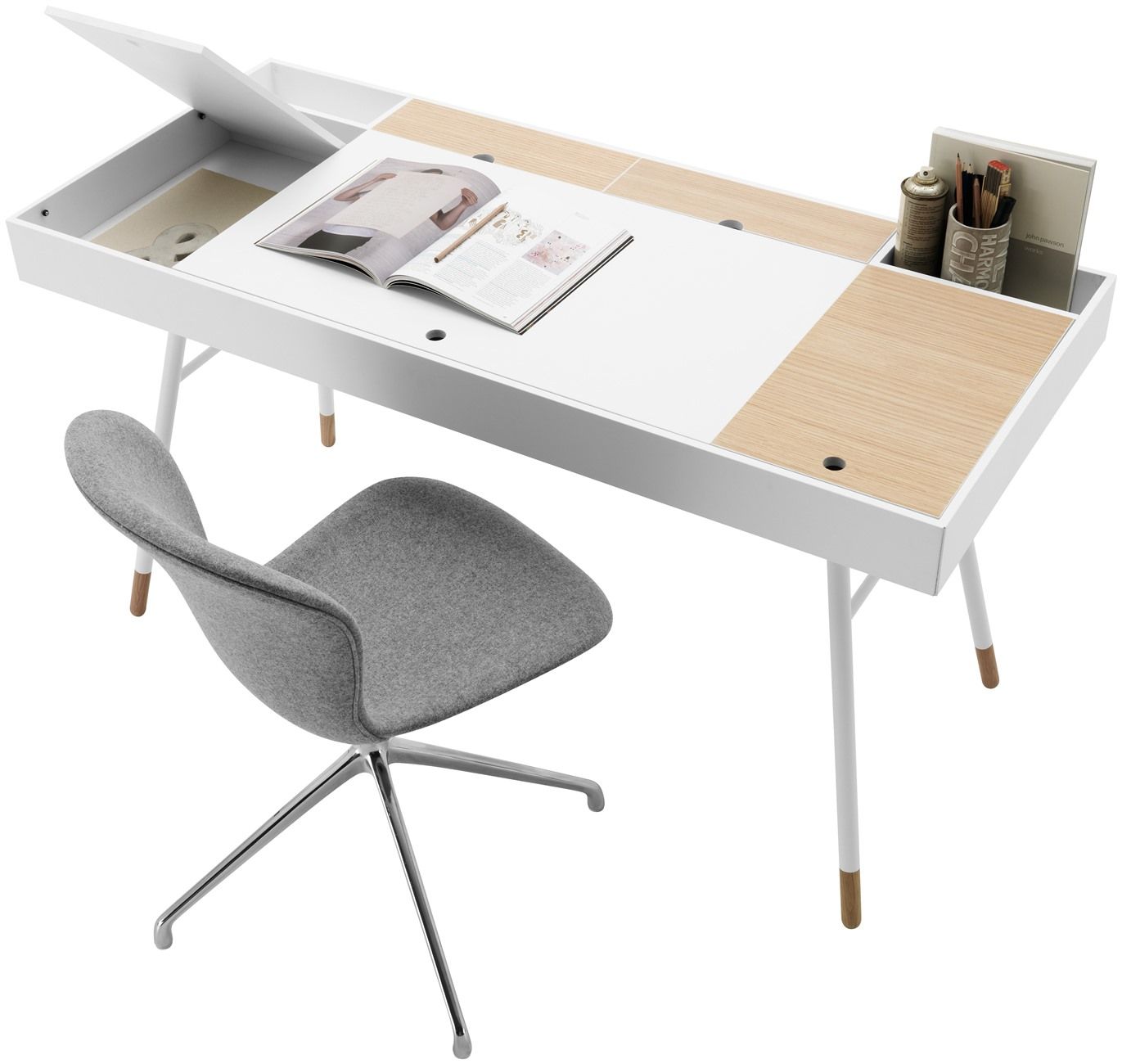 BoConcept’s Cupertino Desk has integrated Bluetooth-enabled speakers.