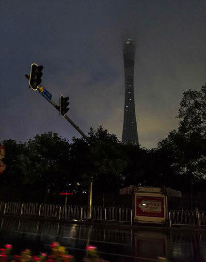 A power cut on Sunday at Canton Tower (above), in Guangzhou's Haizhu district, caused by the tornadoes led to many people being evacuated from the attraction. Photo: SouthCn.com