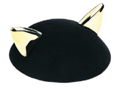 Add sass to your outfit with this black felt cat-ears Yoko small hat made in Paris. Price on request