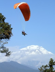Tandem paragliders over Pokhara. Photo: Phillippa Stewart