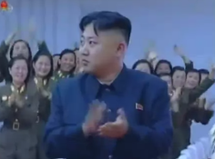 Kim Jong-un seen attending a Moranbong concert, Aug 25, 2012. Screenshot from North Korean television