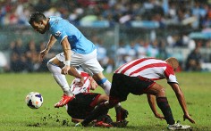 Manchester City's Edin Alvaro Negrado during Barclays Asia Trophy Manchester City vs Sunderland at Hong Kong Stadium on Saturday. Photo: Felix Wong