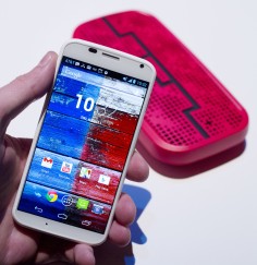 The Motorola Moto X smartphone, using Google's Android software, is displayed, Thursday, Aug. 1, 2013 at a press preview in New York. Photo: AP