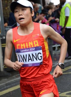 Wang Jiali in action in London.