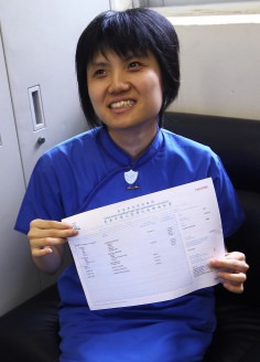 Tsang Tsz-kwan after receiving her HKDSE examination results.Photo: Jonathan Wong