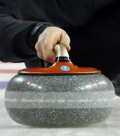 A curling stone crafted from the island's quarries. Photo: AP