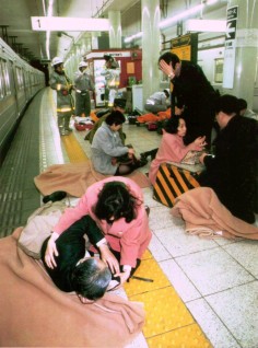 The nerve gas attack on the Tokyo subway system in March, 1995. Photo: Reuters