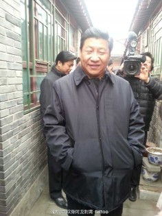 Xi Jinping seen at Nanluoguxiang on Tuesday. Photo: Screenshot via Sina Weibo