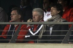 Mick Jagger watches the USA lose to Ghana with Bill Clinton at the last World Cup. Photo: AP