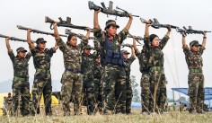 Teenage Maoist rebel army recruits in training. Photo: AFP