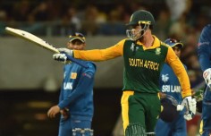 South Africa's Quinton de Kock hit a half century in his team's quarter-final win over Sri Lanka. Photo: AFP