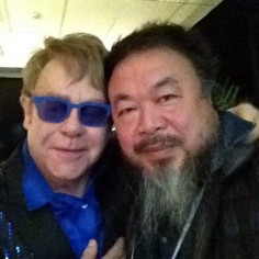 Elton John with Ai Weiwei at John's concert at Beijing's Wukesong Stadium in 2012, which he dedicated to the dissident Chinese artist, to the anger of the Chinese authorities. Photo: AFP/Ai Weiwei 