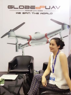 Zhang Jie, the CEO of Shenzhen-based G-UAV Intelligent Technologies, appears in the company's promotional poster. Photo: SCMP Pictures