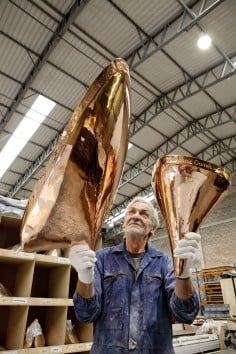 The petals of the London Olympic cauldron before assembly. Photo: Jasper White, 2012