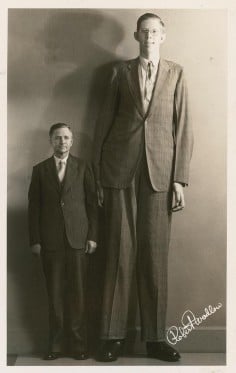 Robert Wadlow, the tallest human who has ever lived, and his father, Harold.