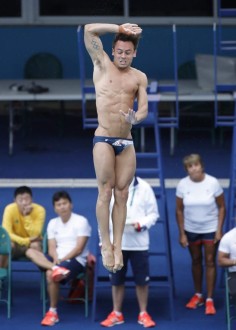 Tom Daley dives during a training session. Photo: EPA