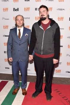 Writer Simon Barrett (left) and director Adam Wingard at the Toronto premiere of Blair Witch. Photo: AFP