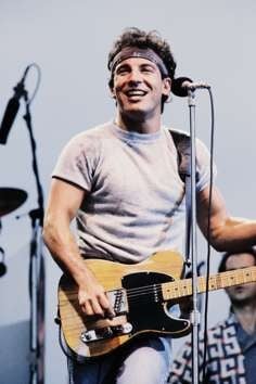 Springsteen performs in La Courneuve, outside Paris, in 1985. Picture: AFP