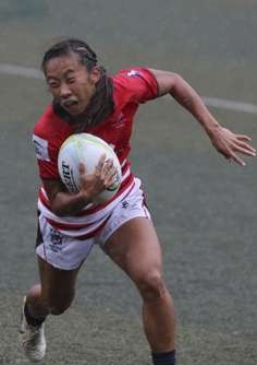 Chong Ka-yan carries during the first round of the Asia Rugby Sevens Series in Hong Kong.