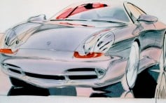 A car sketch by Pinky Lai, who designed the Porsche 996.