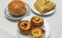 Duck pie, peach pancake and Portuguese-style egg tarts at Luk Yu Tea House.