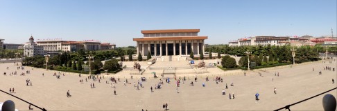A panoramic view of the southern part of Tiananmen Square, looking north from Zhengyangmen (Zhengyang Gate) in Beijing on April 30, 2013. The view of the Forbidden city is now blocked by Mao Zedong's mausoleum, in the centre. Photo: Simon Song