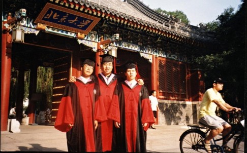 The three academics (from left) Teng Biao, Yu Jiang and Xu Zhiyong on their graduation day. Photo: SCMP Pictures