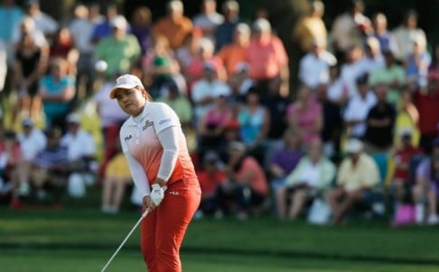 Inbee Park hits a pitch shot on the 17th hole during the final round of the LPGA Championship. Photo: AFP