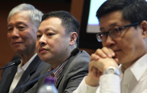 Chu Yiu-ming, Benny Tai Yiu-ting and Chan Kin-man host the first brainstorming forum of the Occupy Central campaign at University of Hong Kong on June 9, 2013. Photo: SCMP