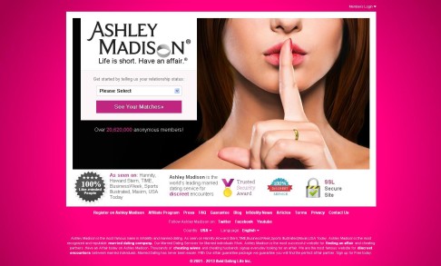 Screen grab of Ashley Madison website