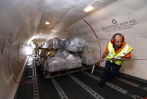 World Food Programme supplies are loaded onto a plane in Kuala Lumpur. Photo: Reuters