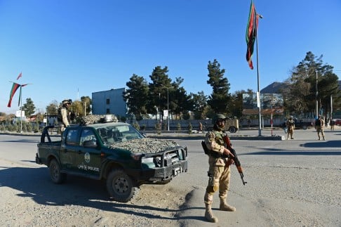 An Afghan policeman stands guard near the Loya Jirga venue in Kabul. Photo: AFP
