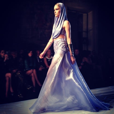 A model at Atelier Versace show at Haute Couture fashion week. Photo: Jing Zhang