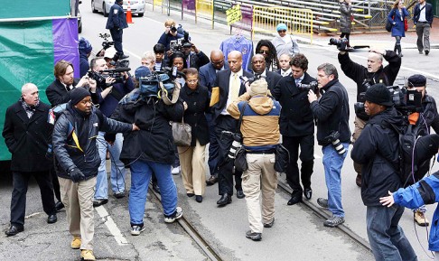 Former New Orleans Mayor Ray Nagin leaves the courthouse after being found guilty on graft charges in New Orleans, Louisiana. Photo: Reuters