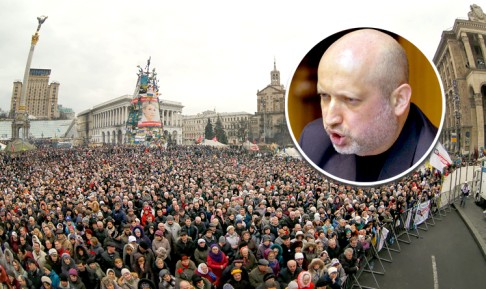 Ukraine's parliament yesterday appointed Oleksandr Turchynov (inset) after thousands of protesters impeaching a defiant President Viktor Yanukovych. Photos: EPA, SCMP Pictures