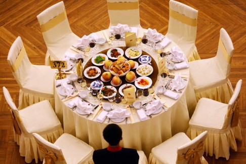 A typical spread formerly seen at central government functions but which are now discouraged under Xi Jinping's austerity drive. Photo: AFP