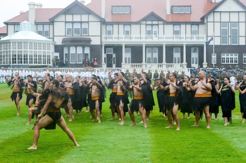 Maori people, whose ancestors were the original settlers in New Zealand, perform for the royals. Photo: EPA