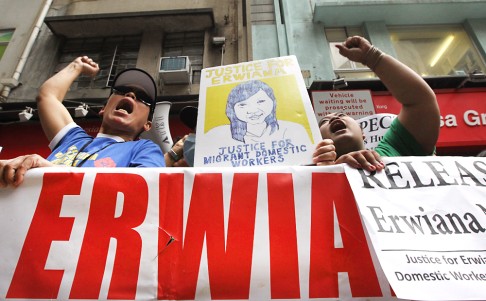 Supporters demand Erwiana be allowed to move freely around the city. Photo: Felix Wong
