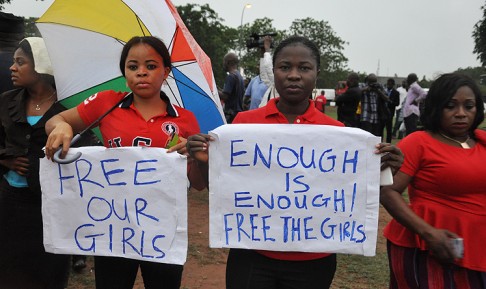 Nigerian women at a demonstration in Abuja calling on the government to rescue the kidnapped schoolgirls. Photo: AP