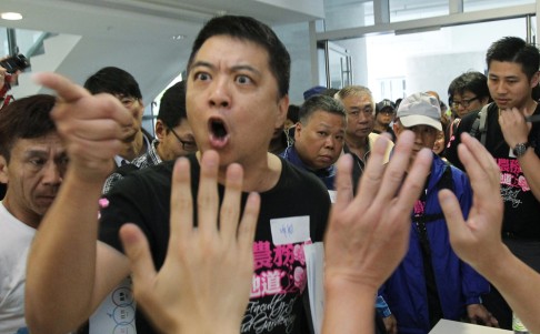 A pan-democrat in a heated debate during the discussions. Photo: Dickson Lee