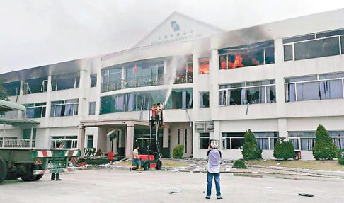 A damaged Chinese owned factory is seen in Vietnam's southern Binh Duong province.